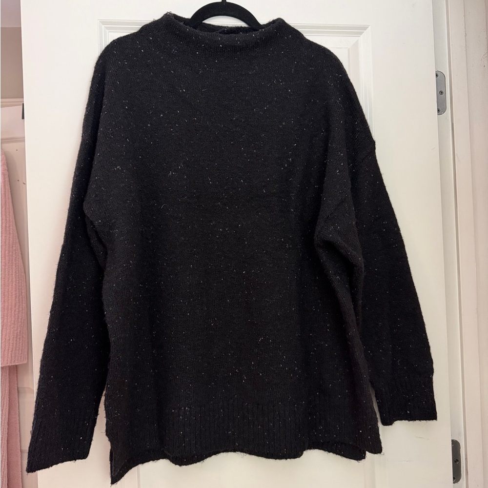 Well Worn Black Speckled Mockneck Sweater